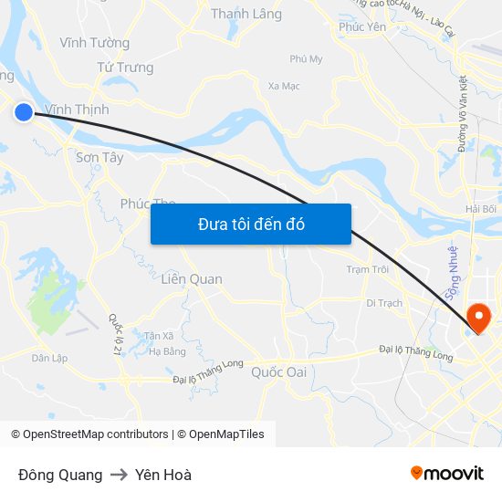 Đông Quang to Yên Hoà map