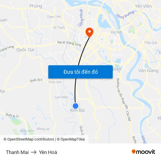 Thanh Mai to Yên Hoà map