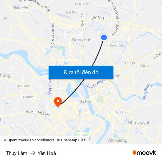 Thuỵ Lâm to Yên Hoà map