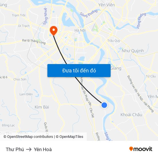 Thư Phú to Yên Hoà map