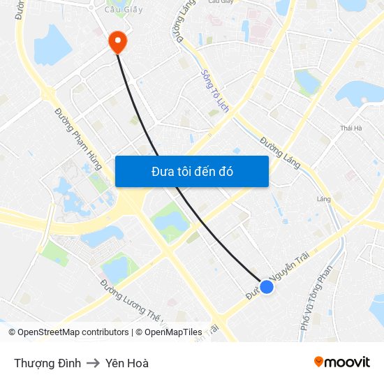 Thượng Đình to Yên Hoà map