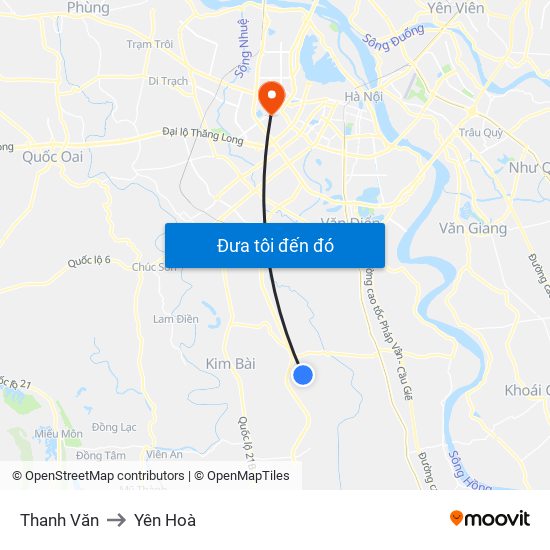 Thanh Văn to Yên Hoà map