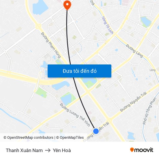 Thanh Xuân Nam to Yên Hoà map