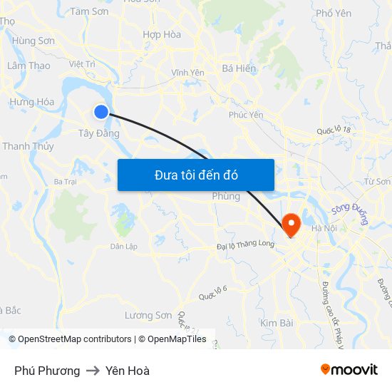 Phú Phương to Yên Hoà map