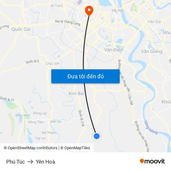 Phú Túc to Yên Hoà map