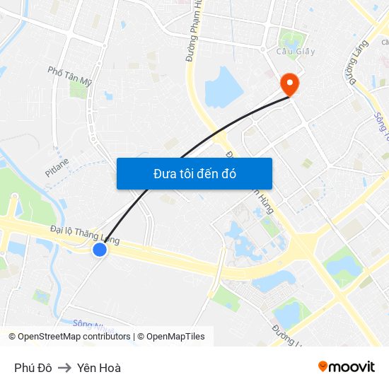 Phú Đô to Yên Hoà map