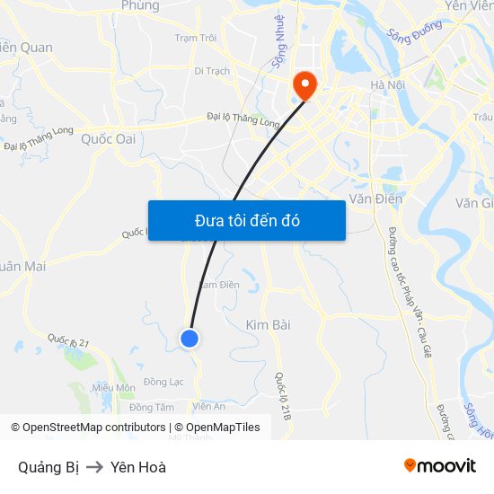 Quảng Bị to Yên Hoà map