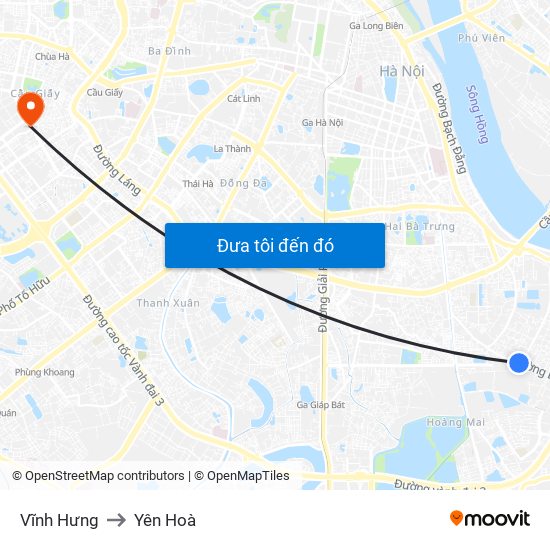 Vĩnh Hưng to Yên Hoà map