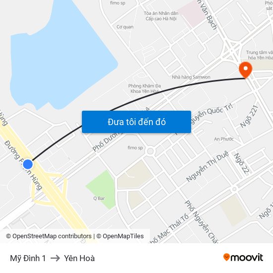 Mỹ Đình 1 to Yên Hoà map