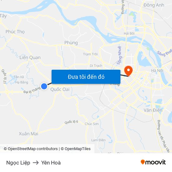 Ngọc Liệp to Yên Hoà map