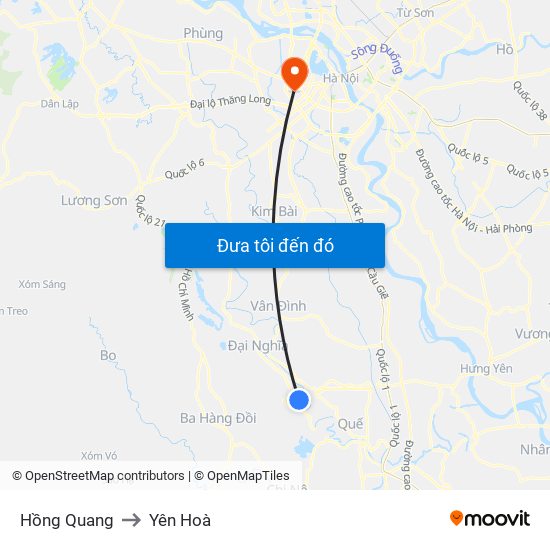 Hồng Quang to Yên Hoà map