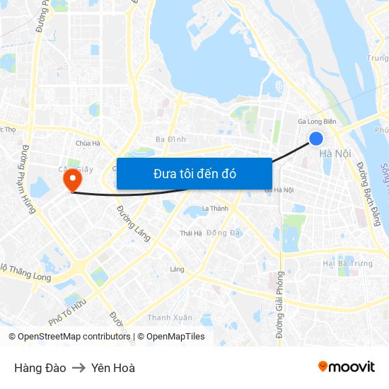 Hàng Đào to Yên Hoà map