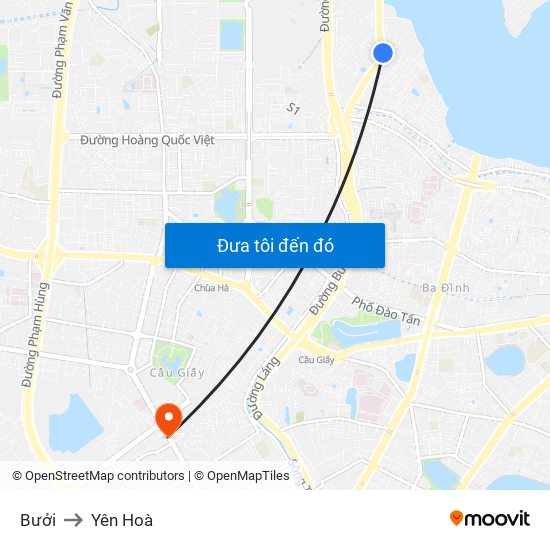 Bưởi to Yên Hoà map