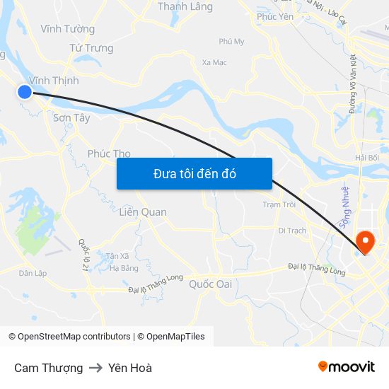 Cam Thượng to Yên Hoà map