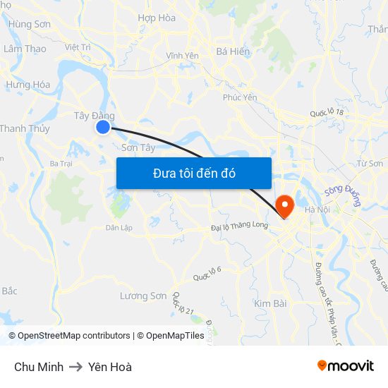 Chu Minh to Yên Hoà map