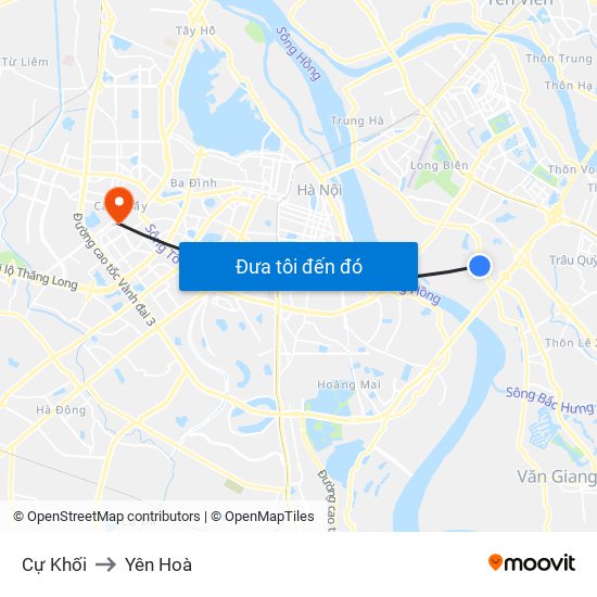 Cự Khối to Yên Hoà map