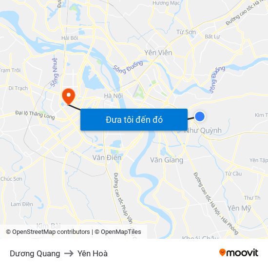 Dương Quang to Yên Hoà map