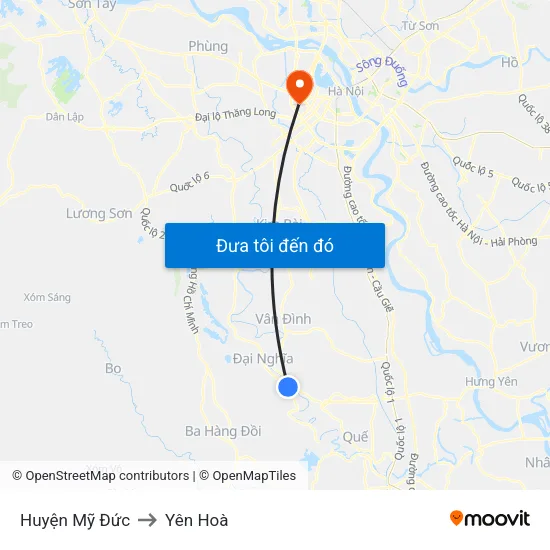 Huyện Mỹ Đức to Yên Hoà map