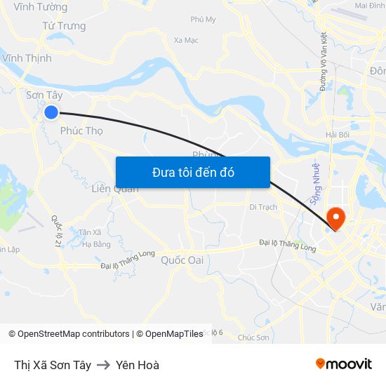 Thị Xã Sơn Tây to Yên Hoà map