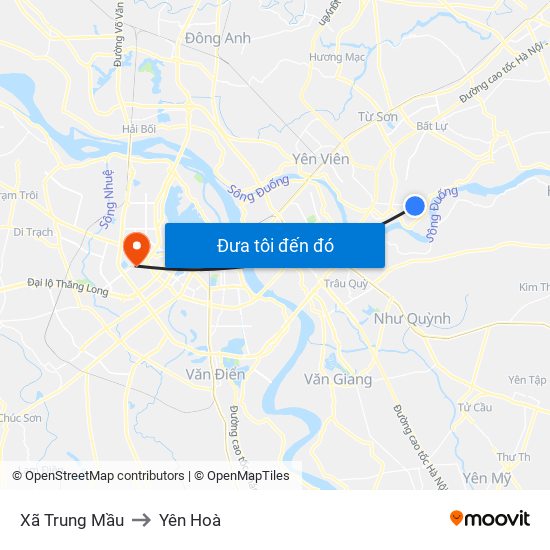 Xã Trung Mầu to Yên Hoà map