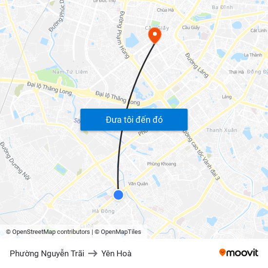 Phường Nguyễn Trãi to Yên Hoà map