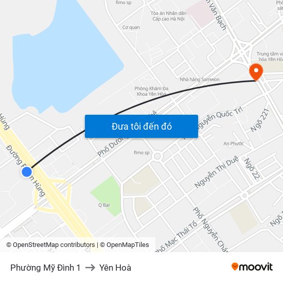 Phường Mỹ Đình 1 to Yên Hoà map