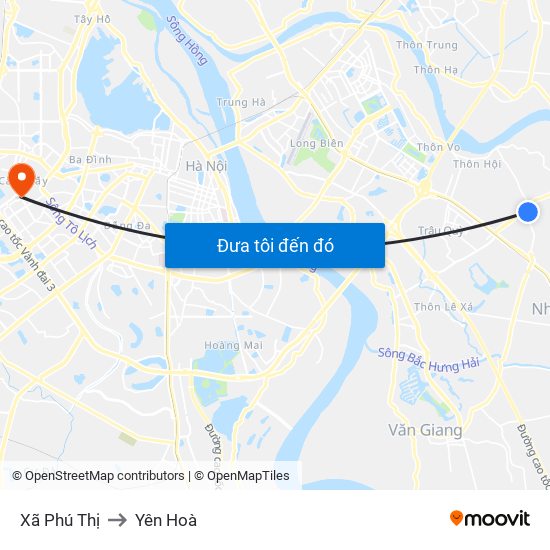 Xã Phú Thị to Yên Hoà map