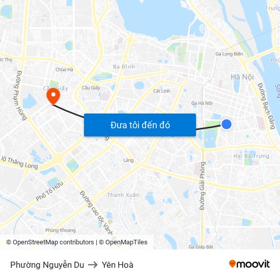 Phường Nguyễn Du to Yên Hoà map