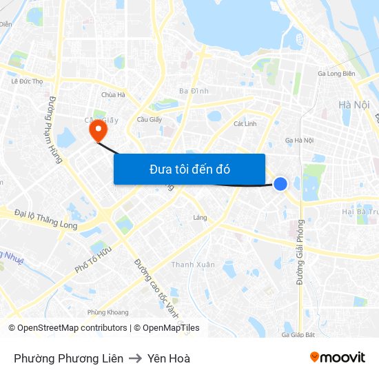 Phường Phương Liên to Yên Hoà map