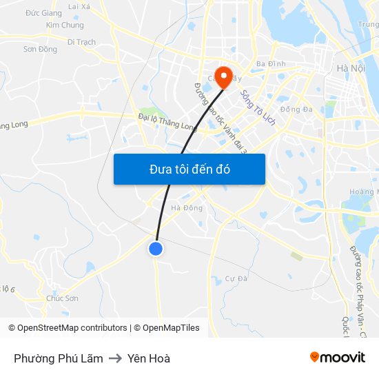Phường Phú Lãm to Yên Hoà map
