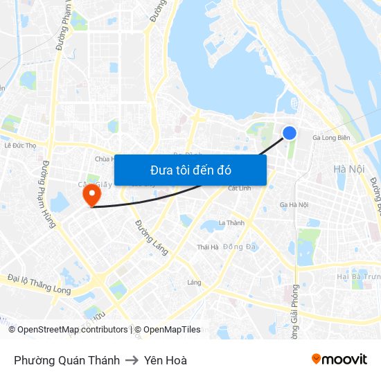 Phường Quán Thánh to Yên Hoà map