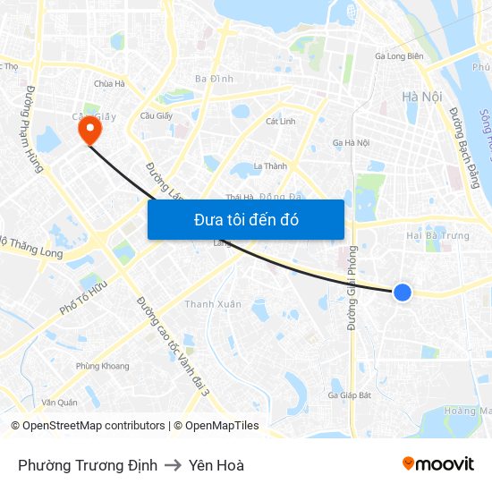 Phường Trương Định to Yên Hoà map