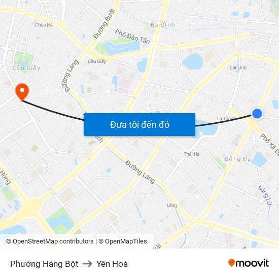 Phường Hàng Bột to Yên Hoà map