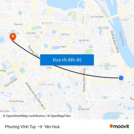 Phường Vĩnh Tuy to Yên Hoà map