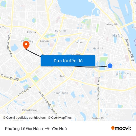 Phường Lê Đại Hành to Yên Hoà map