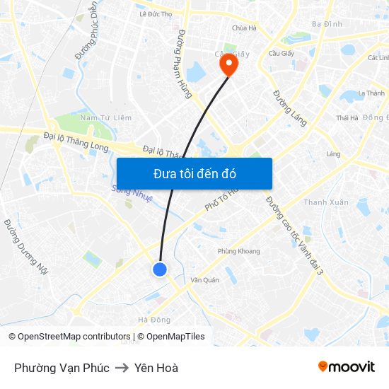 Phường Vạn Phúc to Yên Hoà map