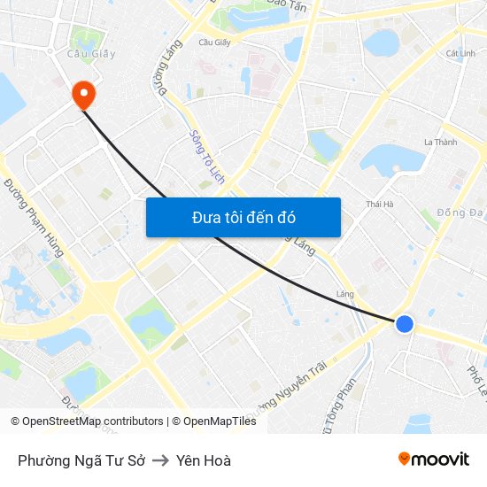 Phường Ngã Tư Sở to Yên Hoà map