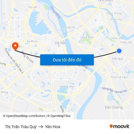 Thị Trấn Trâu Quỳ to Yên Hoà map