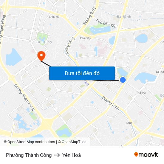 Phường Thành Công to Yên Hoà map