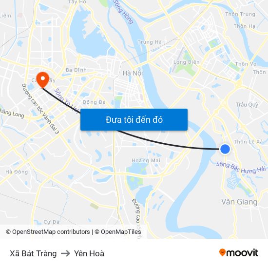 Xã Bát Tràng to Yên Hoà map