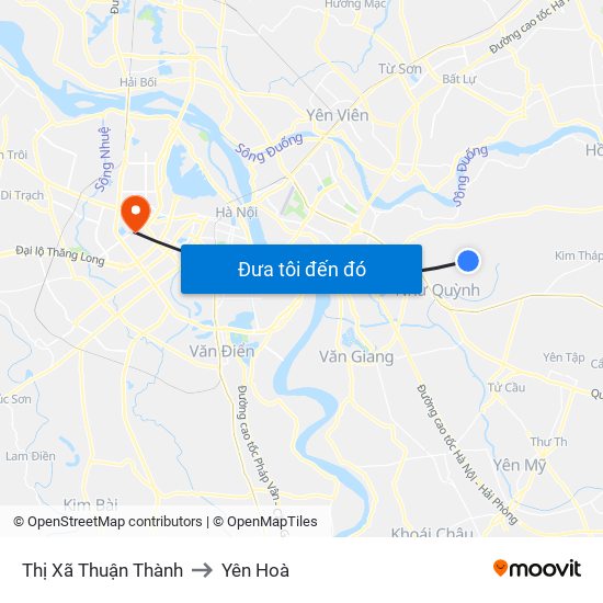 Thị Xã Thuận Thành to Yên Hoà map