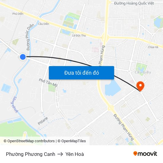 Phường Phương Canh to Yên Hoà map