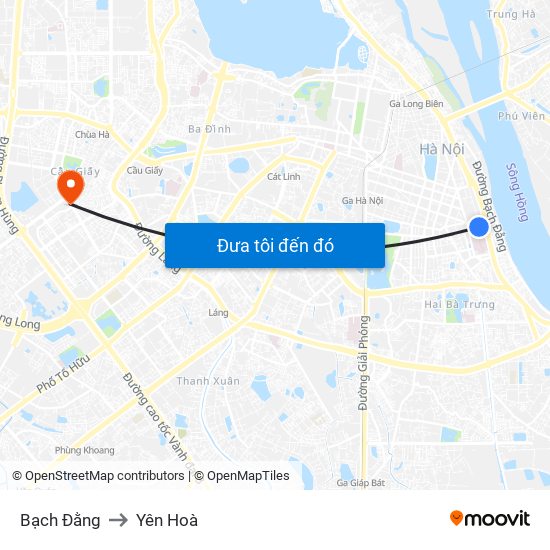 Bạch Đằng to Yên Hoà map