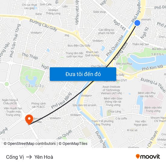 Cống Vị to Yên Hoà map