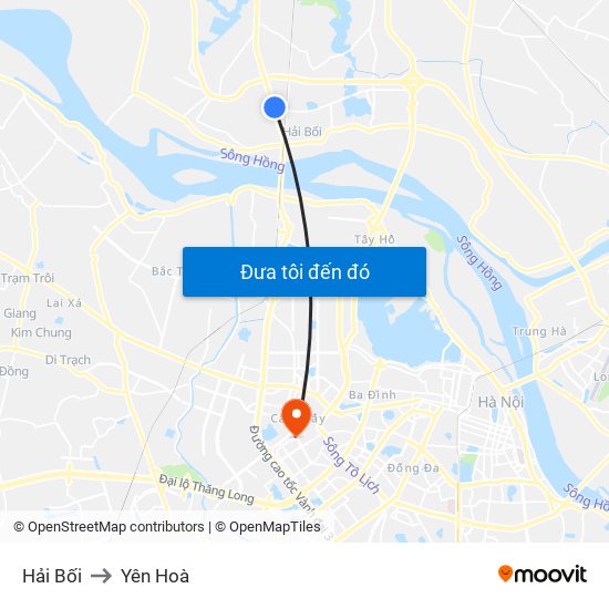 Hải Bối to Yên Hoà map