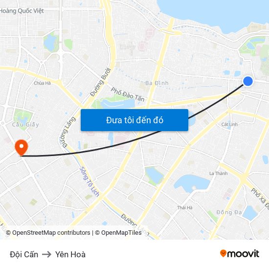 Đội Cấn to Yên Hoà map