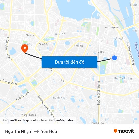 Ngô Thì Nhậm to Yên Hoà map