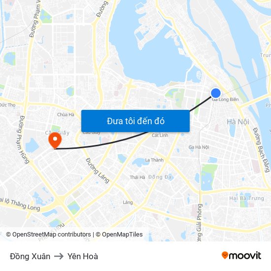 Đồng Xuân to Yên Hoà map