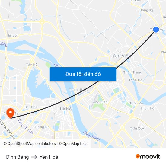 Đình Bảng to Yên Hoà map