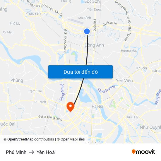Phú Minh to Yên Hoà map